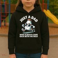 Just A Dad Who Always Came Back With The Milk Fathers Day Kids Hoodie thumb 3