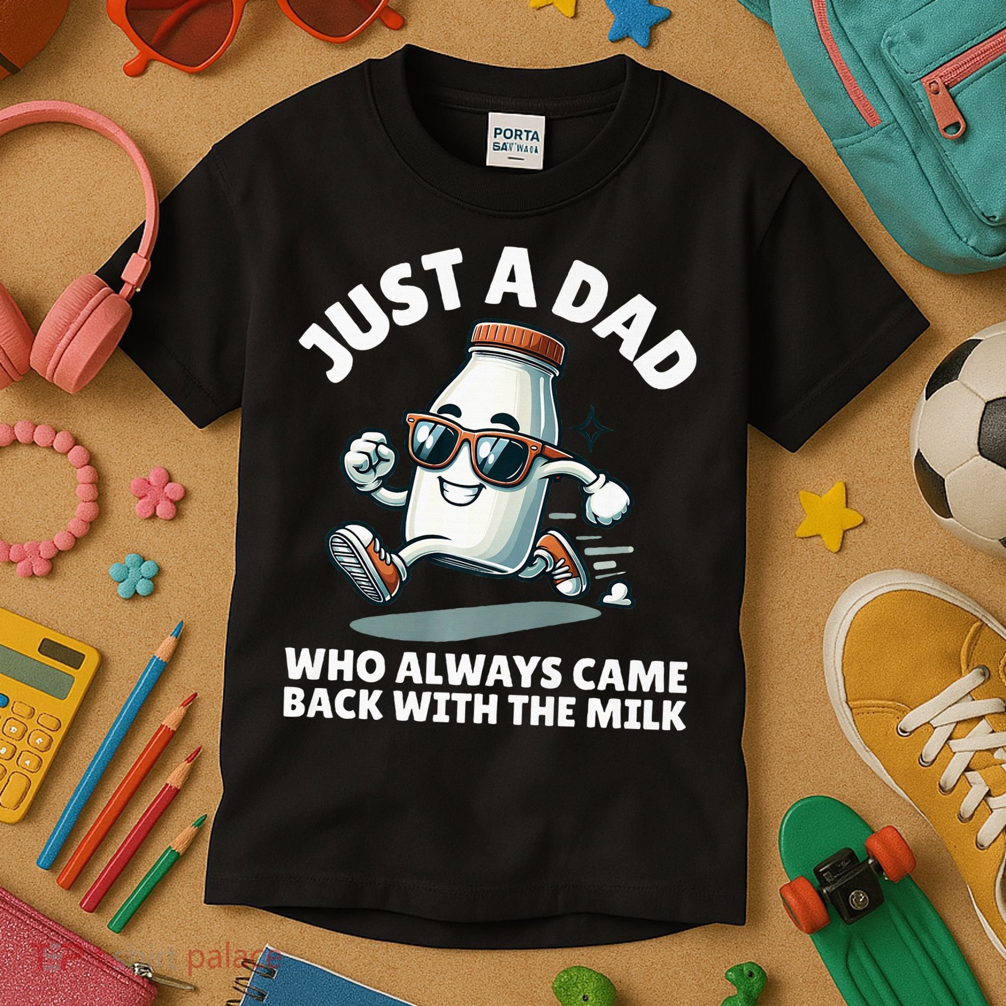 Just A Dad Who Always Came Back With The Milk Fathers Day Kids T-Shirt