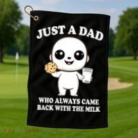 Just A Dad Who Always Came Back With The Milk Golf Towel thumb 1