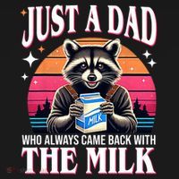 Just A Dad Who Always Came Back With The Milk Funny Raccoon USA-Made Doggie Bandana thumb 2
