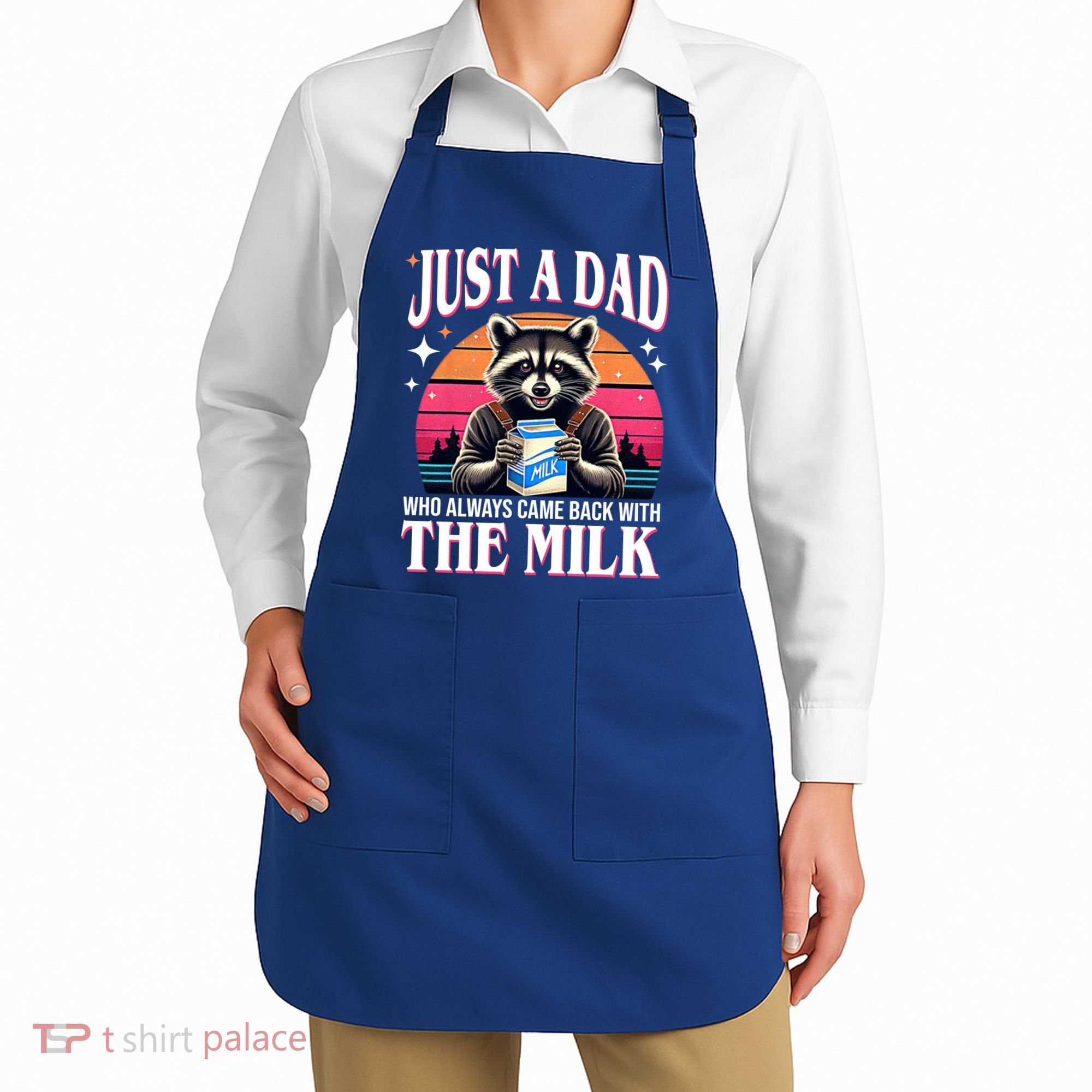 Just A Dad Who Always Came Back With The Milk Funny Raccoon Apron