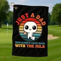 Just A Dad Who Always Came Back With The Milk Funny Father Golf Towel thumb 1