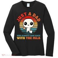 Just A Dad Who Always Came Back With The Milk Funny Father Women's Long Sleeve Shirt thumb 0