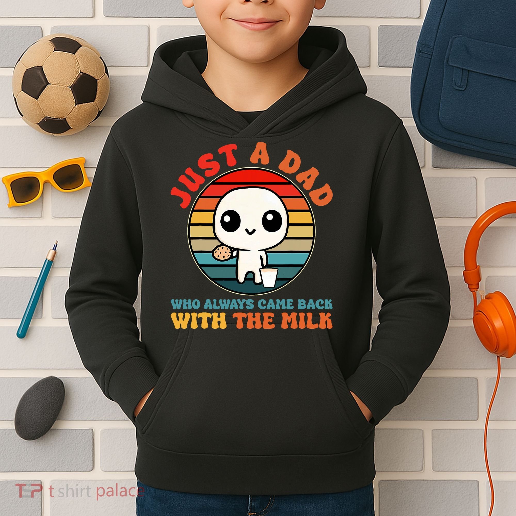 Just A Dad Who Always Came Back With The Milk Funny Father Kids Hoodie