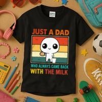 Just A Dad Who Always Came Back With The Milk Kids T-Shirt thumb 3
