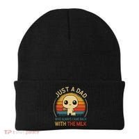 Just A Dad Who Always Came Back With The Milk Dad Daddy Gift Beanie thumb 0