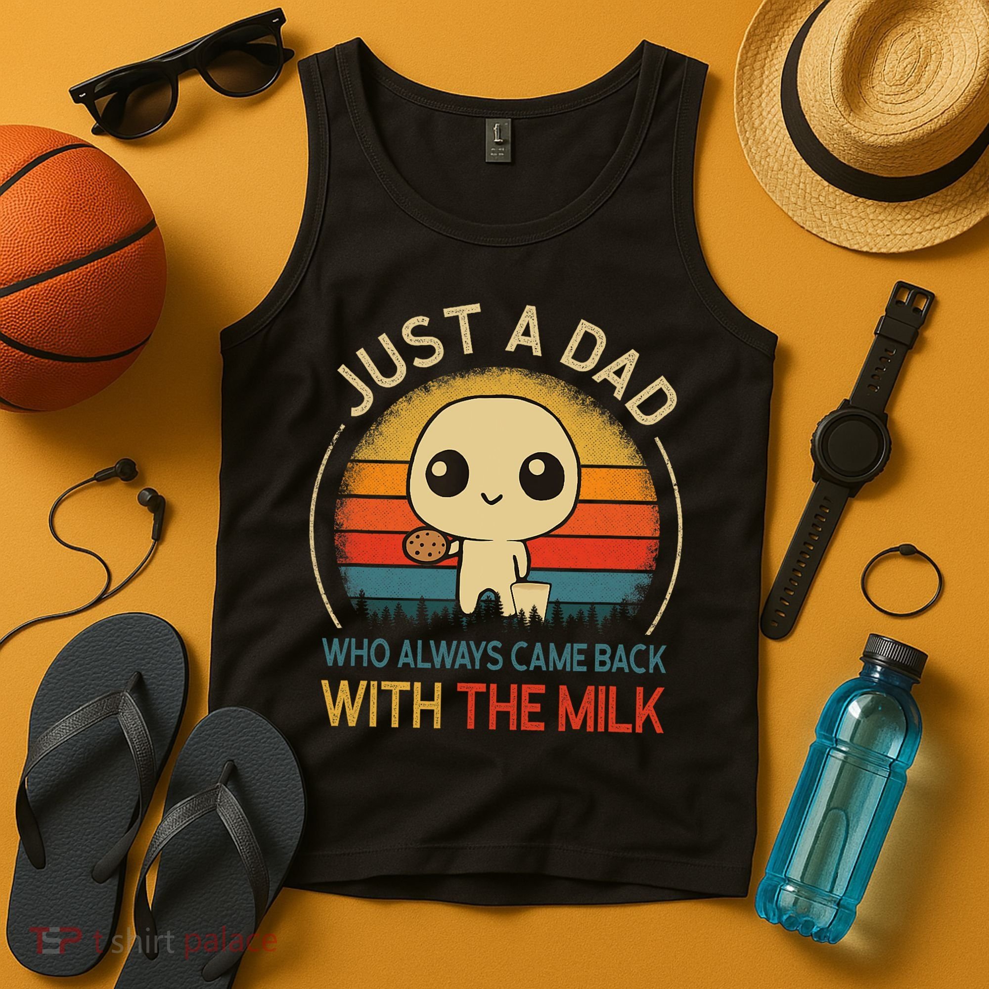 Just A Dad Who Always Came Back With The Milk Dad Daddy Gift Tank Top