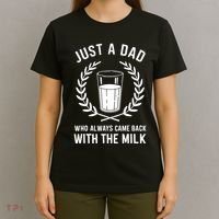Just A Dad Who Always Came Back With The Milk Fathers Day T-Shirt thumb 4