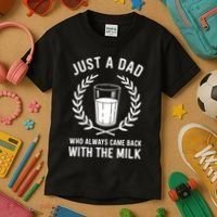 Just A Dad Who Always Came Back With The Milk Fathers Day Kids T-Shirt thumb 3