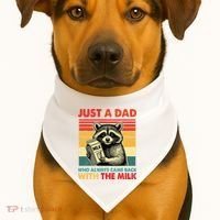 Just A Dad Who Always Came Back With The Milk Fathers Day  USA-Made Doggie Bandana thumb 1