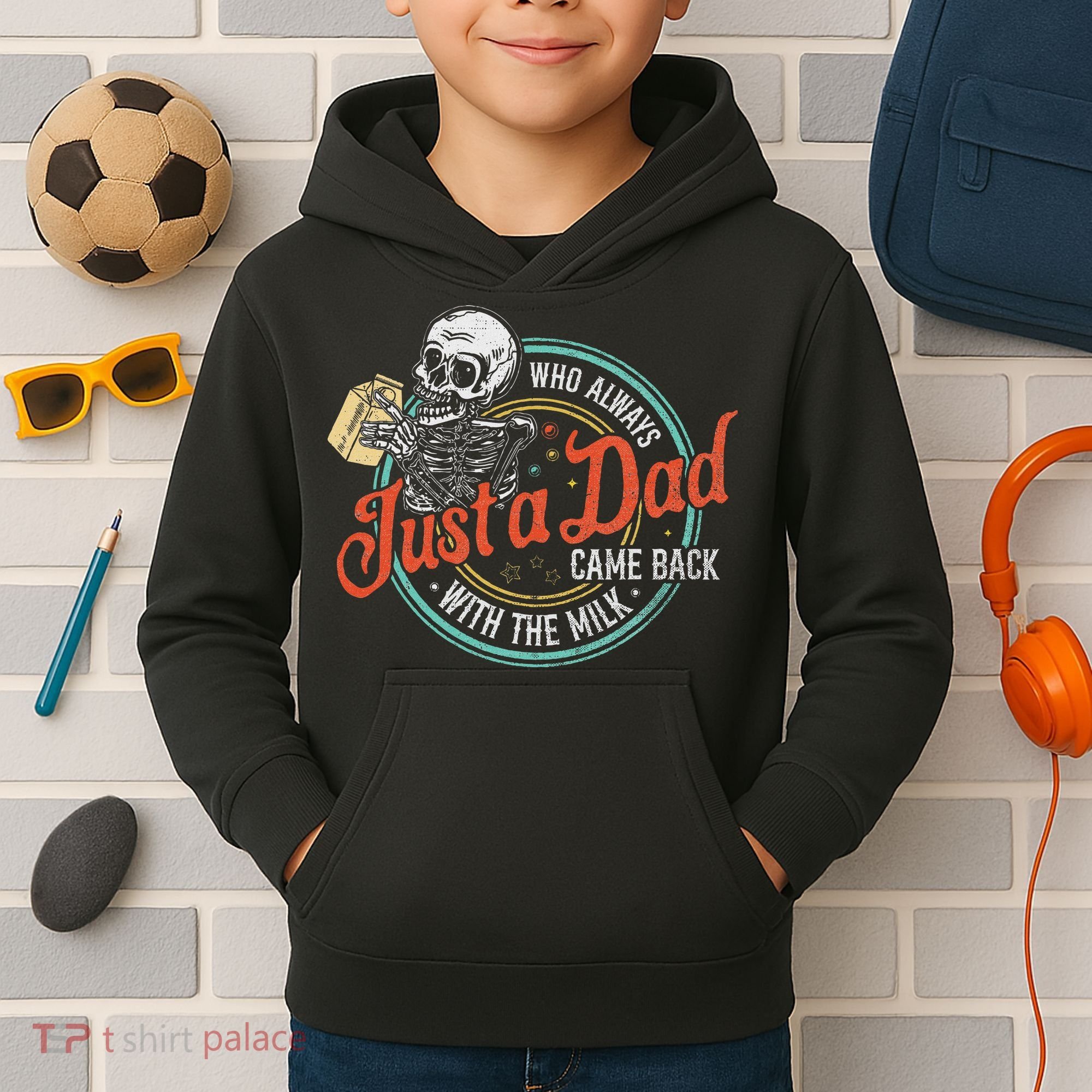 Just A Dad Who Always Came Back With The Milk Fathers Day Kids Hoodie