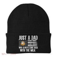 Just A Dad Who Always Came Back With The Milk American Flag Beanie thumb 0