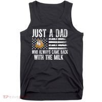 Just A Dad Who Always Came Back With The Milk American Flag Tank Top thumb 0