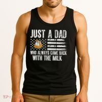 Just A Dad Who Always Came Back With The Milk American Flag Tank Top thumb 3