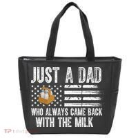 Just A Dad Who Always Came Back With The Milk American Flag Tote Bag thumb 0
