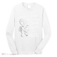 Just A Dad Who Always Came Back With The Milk Funny Alien Long Sleeve Shirt thumb 0