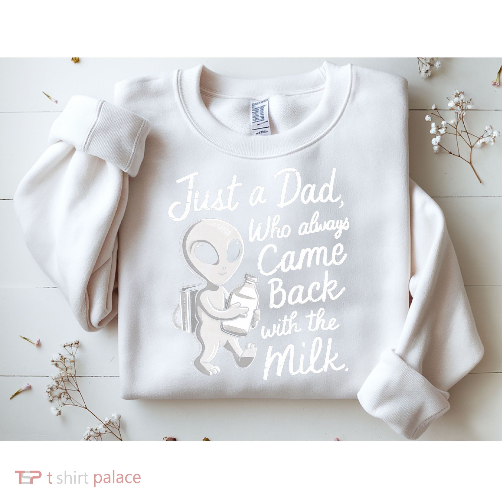 Just A Dad Who Always Came Back With The Milk Funny Alien Sweatshirt