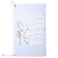 Just A Dad Who Always Came Back With The Milk Funny Alien Golf Towel thumb 0