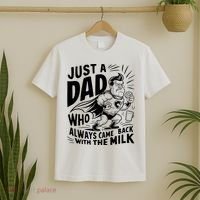Just A Dad Who Always Came Back With The Milk Fathers Day T-Shirt thumb 2