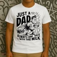 Just A Dad Who Always Came Back With The Milk Fathers Day T-Shirt thumb 3