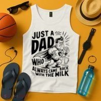 Just A Dad Who Always Came Back With The Milk Fathers Day Tank Top thumb 4