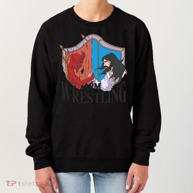 Jesus And Devil Arm Wrestling Women's Sweatshirt