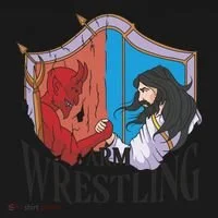 Jesus And Devil Arm Wrestling Bucket Hat thumb 4