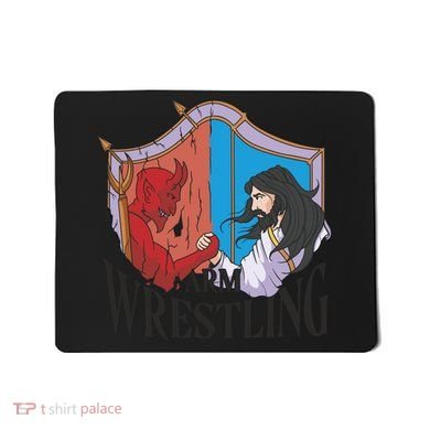 Jesus And Devil Arm Wrestling Mousepad