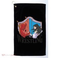 Jesus And Devil Arm Wrestling Golf Towel thumb 0