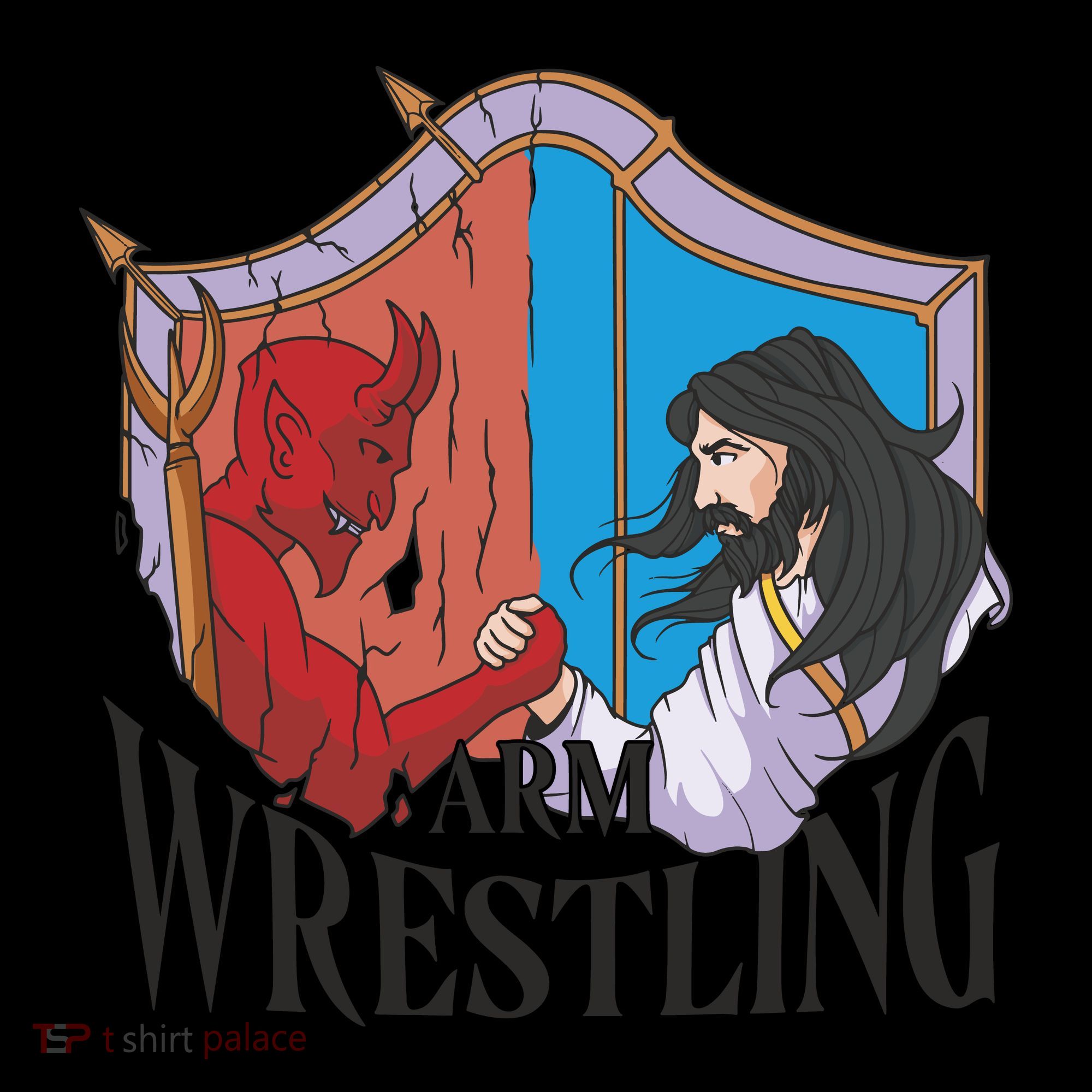 Jesus And Devil Arm Wrestling Visor
