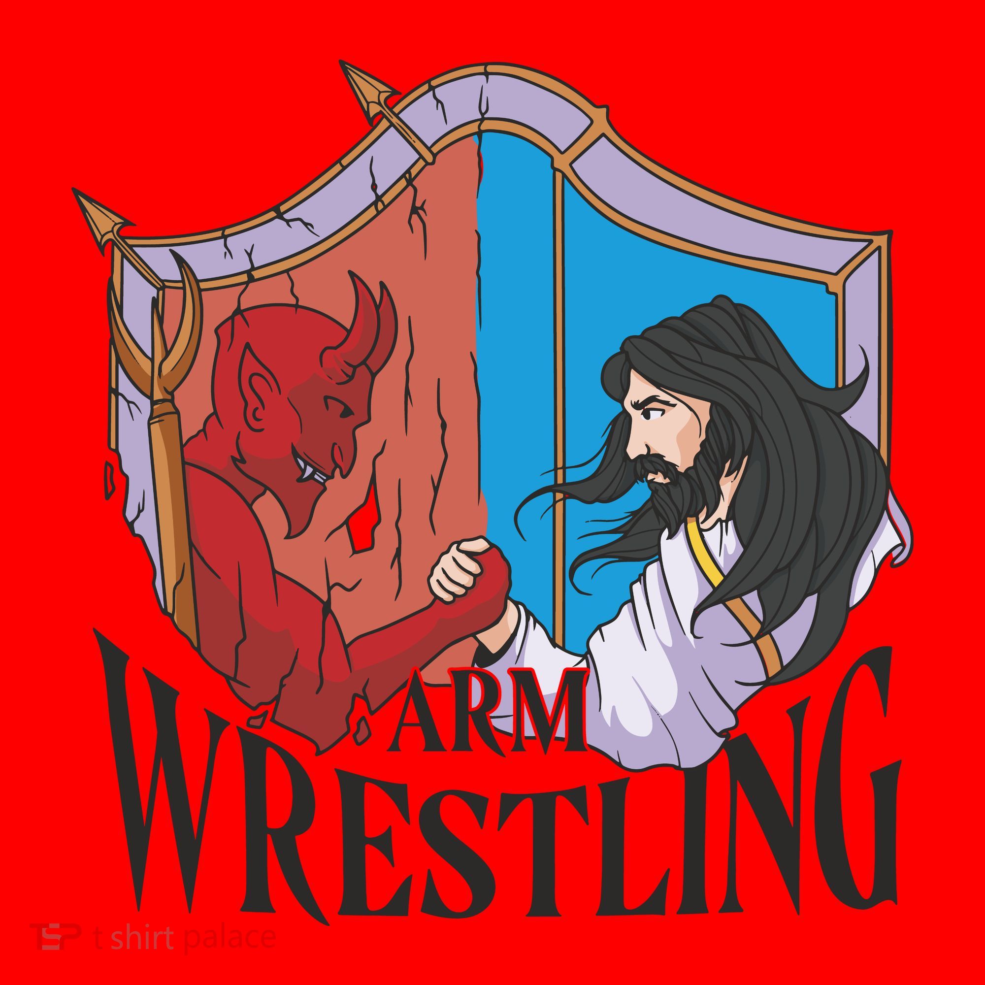 Jesus And Devil Arm Wrestling Santa Hat