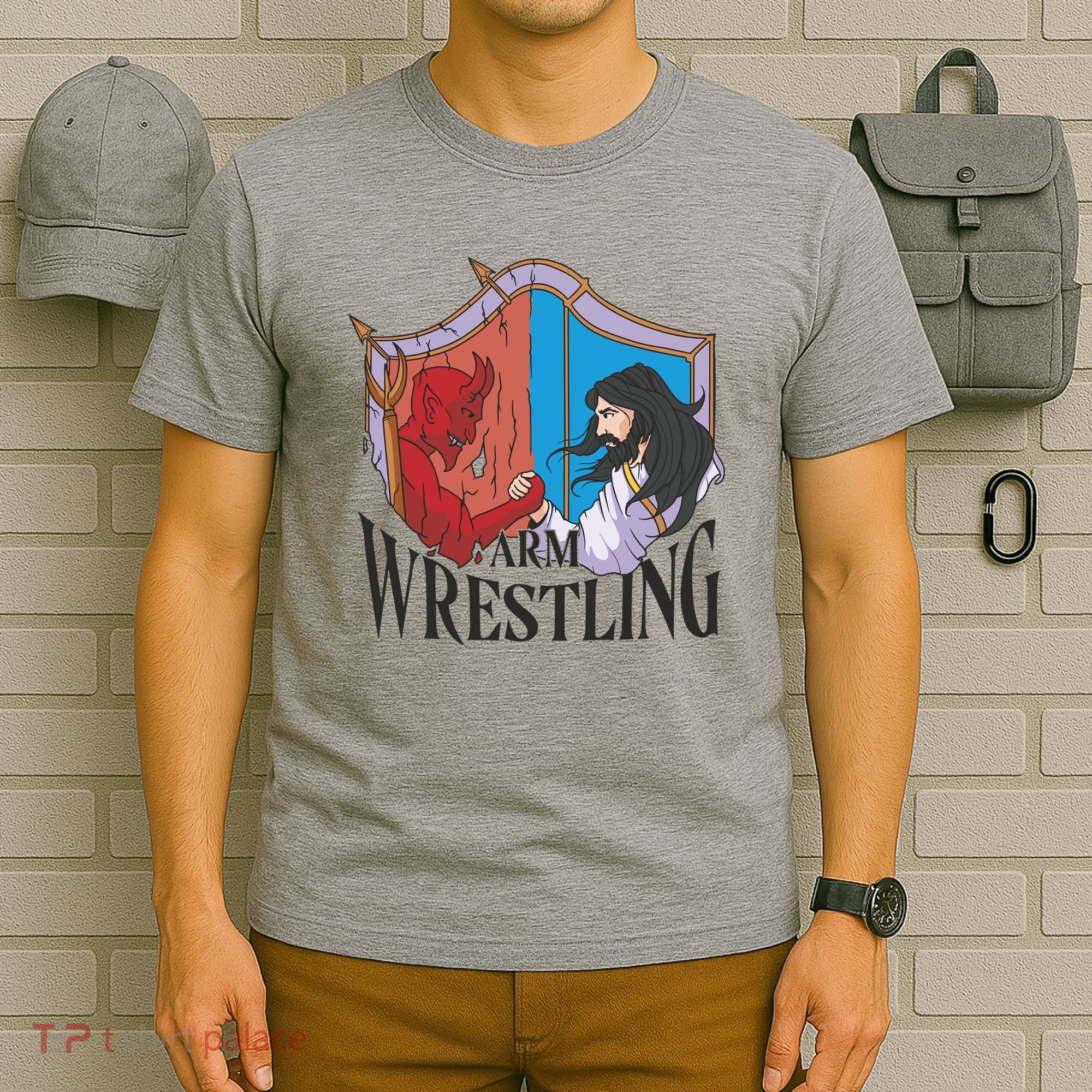 Jesus And Devil Arm Wrestling T-Shirt