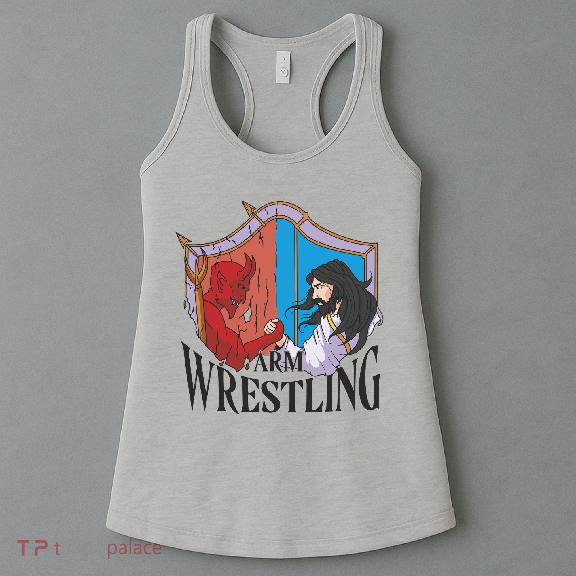 Jesus And Devil Arm Wrestling Women's Tank Top