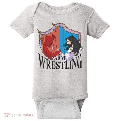 Jesus And Devil Arm Wrestling Baby Bodysuit
