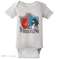Jesus And Devil Arm Wrestling Baby Bodysuit thumb 0