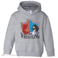 Jesus And Devil Arm Wrestling Toddler Hoodie thumb 0