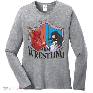 Jesus And Devil Arm Wrestling Women's Long Sleeve Shirt