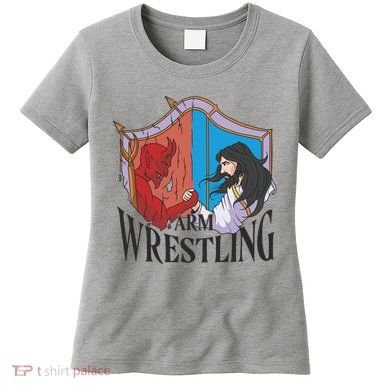 Jesus And Devil Arm Wrestling Women's T-Shirt