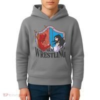 Jesus And Devil Arm Wrestling Kids Hoodie thumb 4