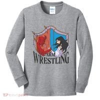 Jesus And Devil Arm Wrestling Kids Long Sleeve Shirt thumb 0