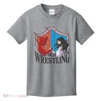 Jesus And Devil Arm Wrestling Kids T-Shirt thumb 0