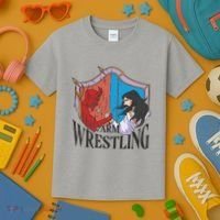 Jesus And Devil Arm Wrestling Kids T-Shirt thumb 3