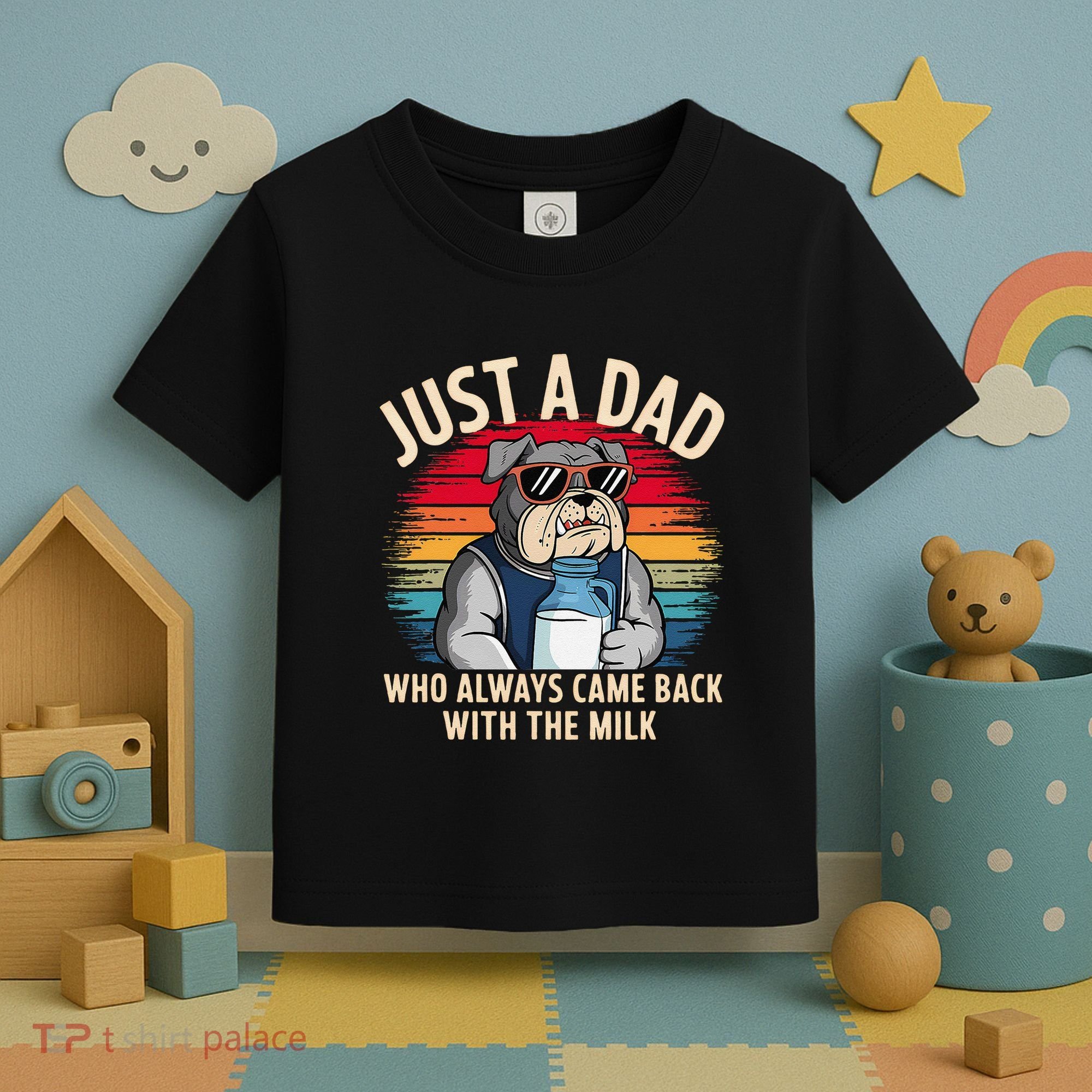 Just A Dad Who Always Came Back With The Milk Bulldog Father Toddler T-Shirt