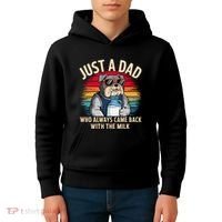 Just A Dad Who Always Came Back With The Milk Bulldog Father Kids Hoodie thumb 4