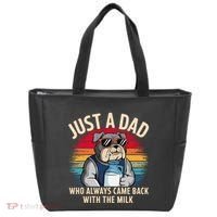 Just A Dad Who Always Came Back With The Milk Bulldog Father Tote Bag thumb 0