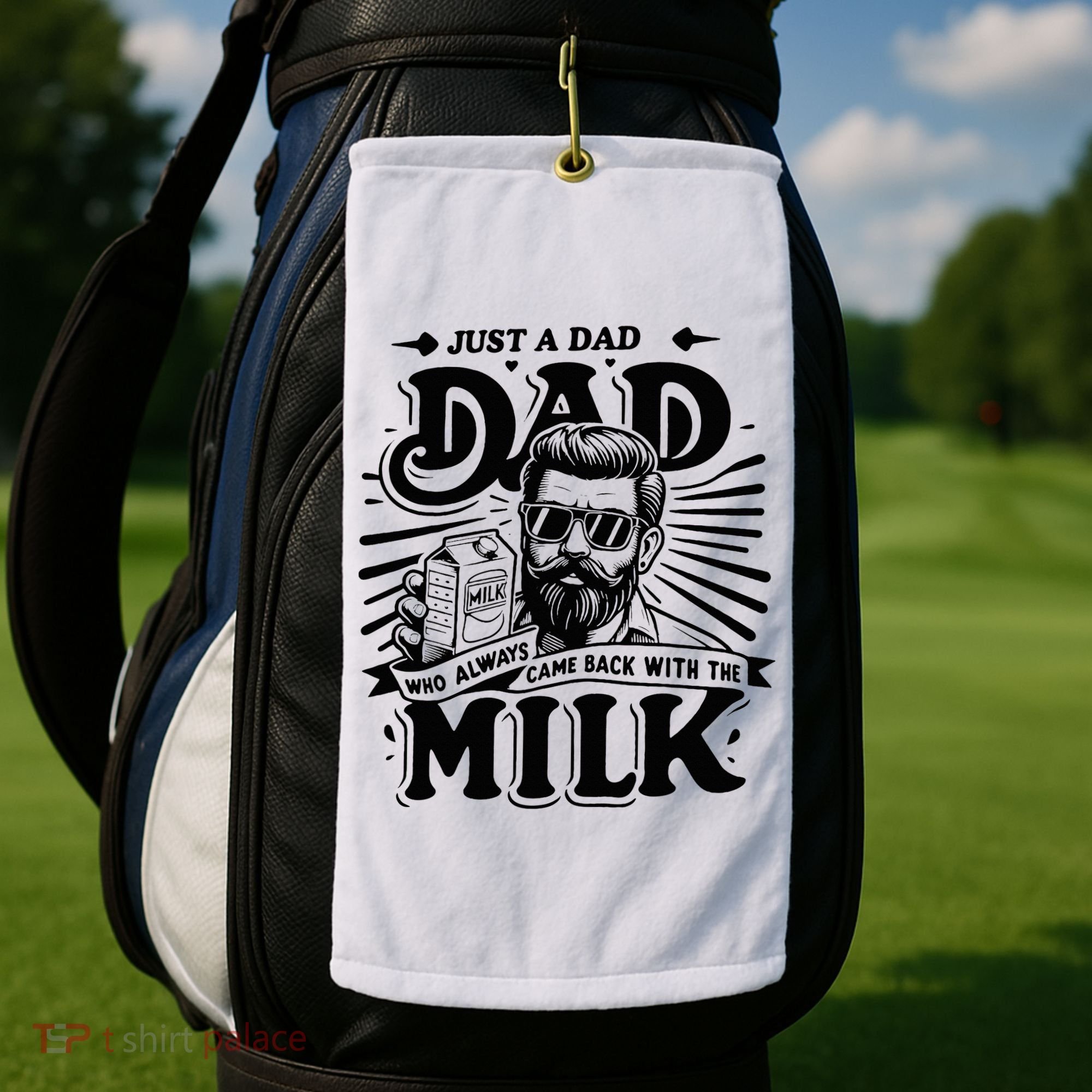 Just A Dad Who Always Came Back With The Milk Funny Father Golf Towel