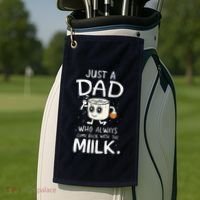 Just A Dad Who Always Came Back With The Milk  Funny Fathers Day Golf Towel thumb 2