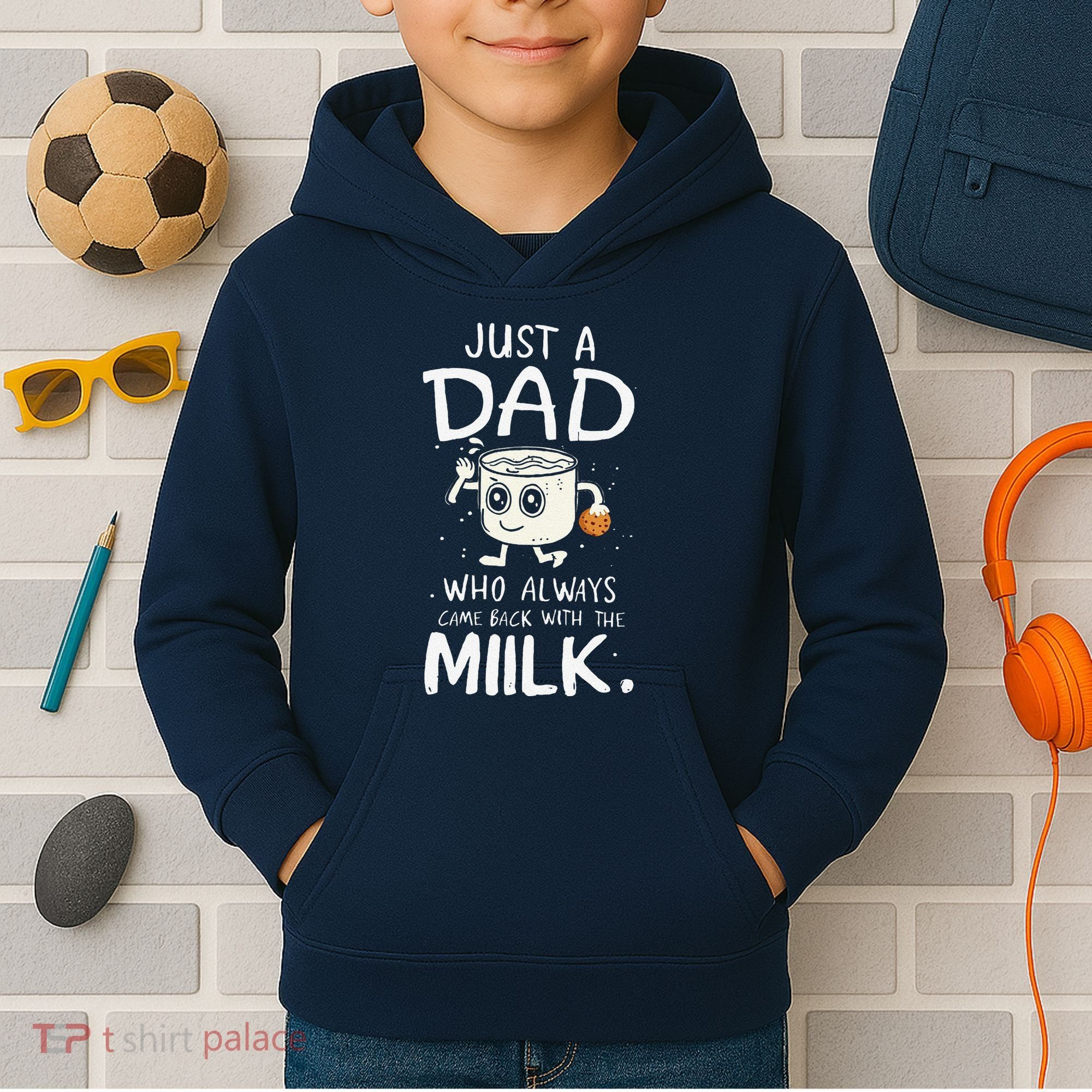 Just A Dad Who Always Came Back With The Milk  Funny Fathers Day Kids Hoodie