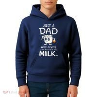 Just A Dad Who Always Came Back With The Milk  Funny Fathers Day Kids Hoodie thumb 4