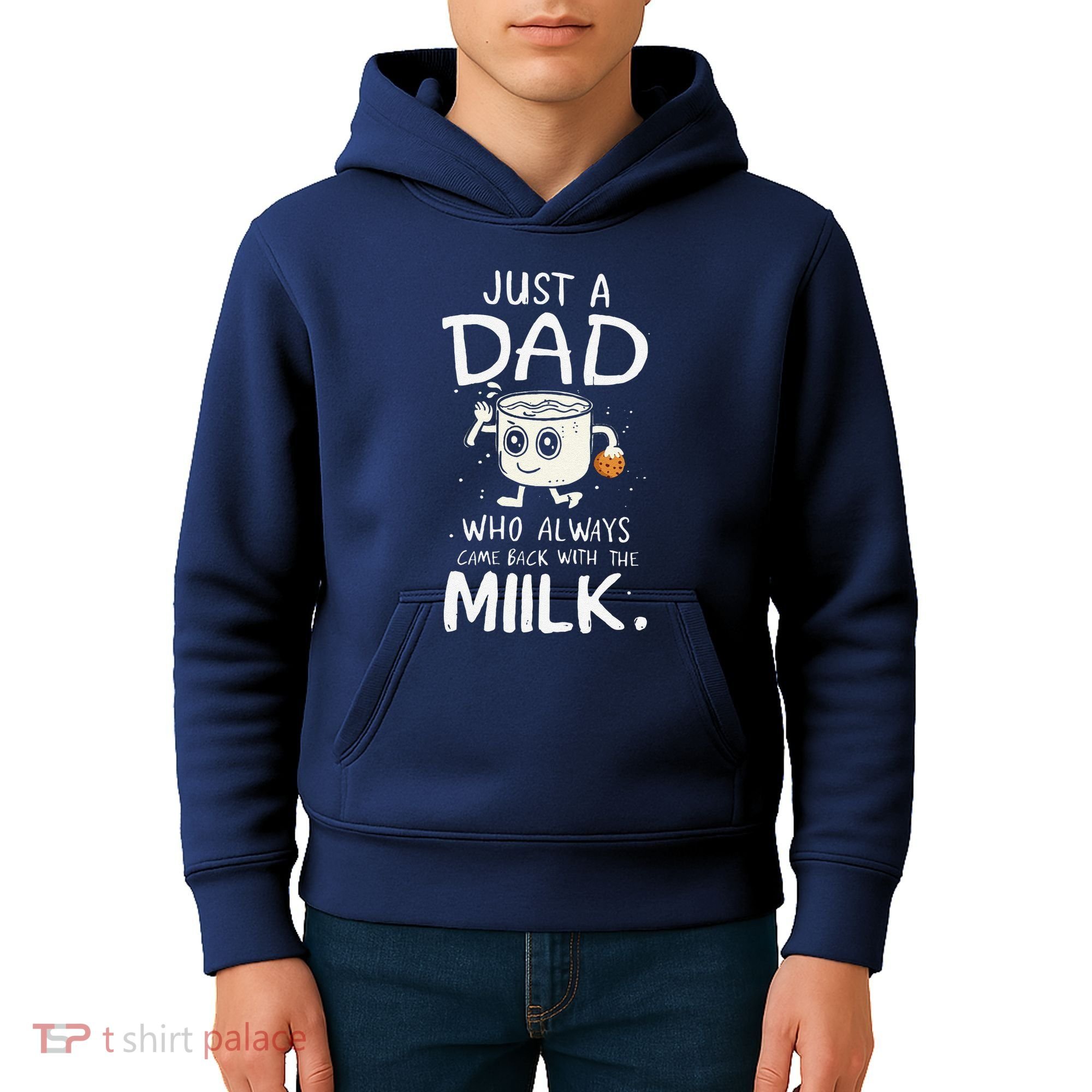 Just A Dad Who Always Came Back With The Milk  Funny Fathers Day Kids Hoodie